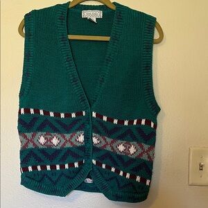 Teal Patterned Women's Sweater Vest